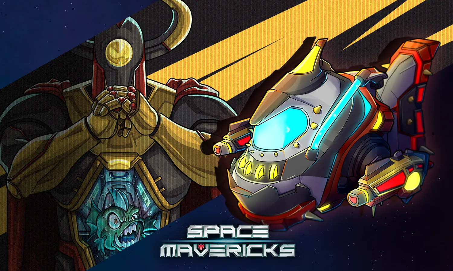 The showcased photo reveals Goliath, one of the formidable commanders in Space Mavericks, available for players to utilize and master their skills.