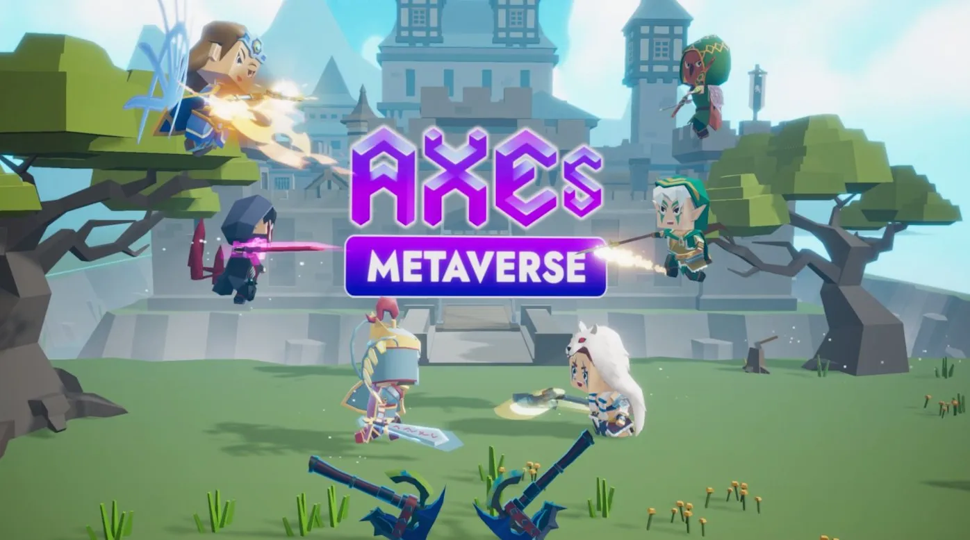 Two teams from Axes Metaverse, each consisting of three Axes Hunters, are engaging in a fierce battle against each other, utilizing their unique abilities.