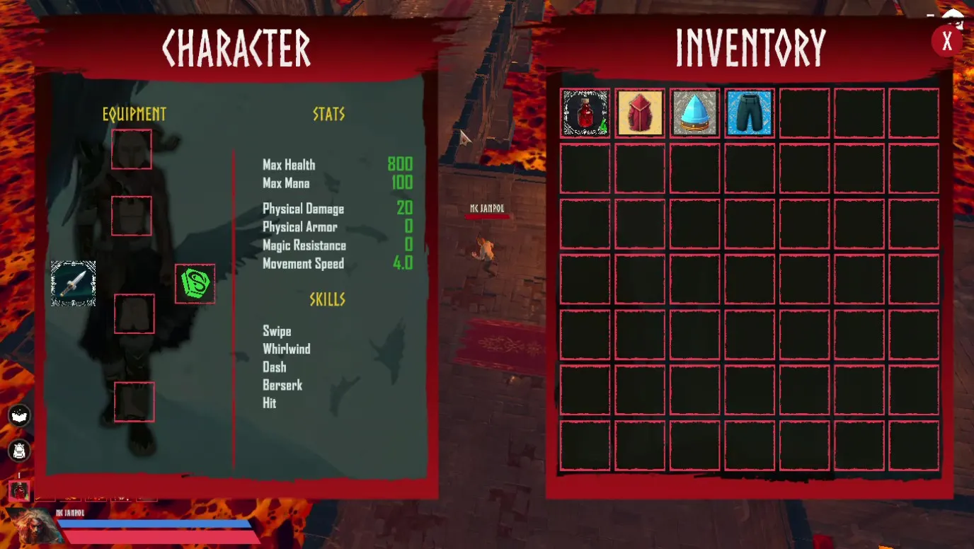 The Wake gameplay: inventory screen
