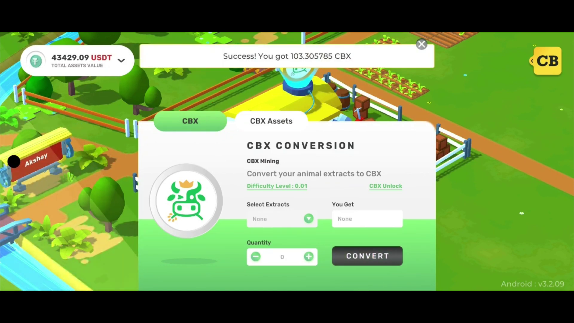 In the game CropBytes, you can convert your Assets such as harvested crops and animal produce into CBX tokens. These can be used to buy more assets to increase production.