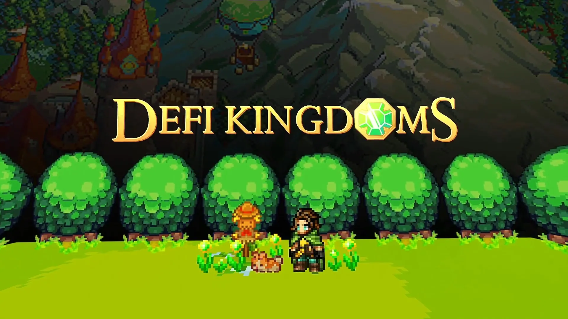 Game cover of Defi Kingdoms. DeFi Kingdoms is a Medieval Fantasy Pixel MMORPG browser game that allows players to step into the world of decentralized finance.