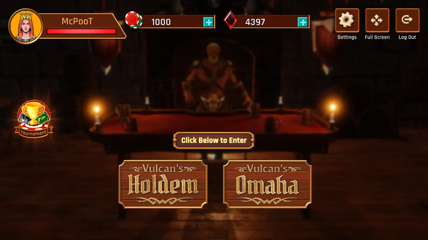 Vulcan's Poker Home Screen