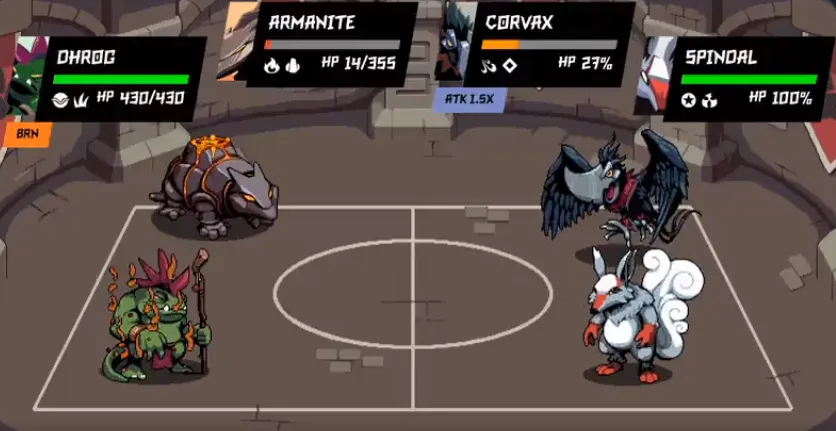 Kuroro Beast Brawl gameplay: Ohrog burned and Corvax gets 1.5x attack