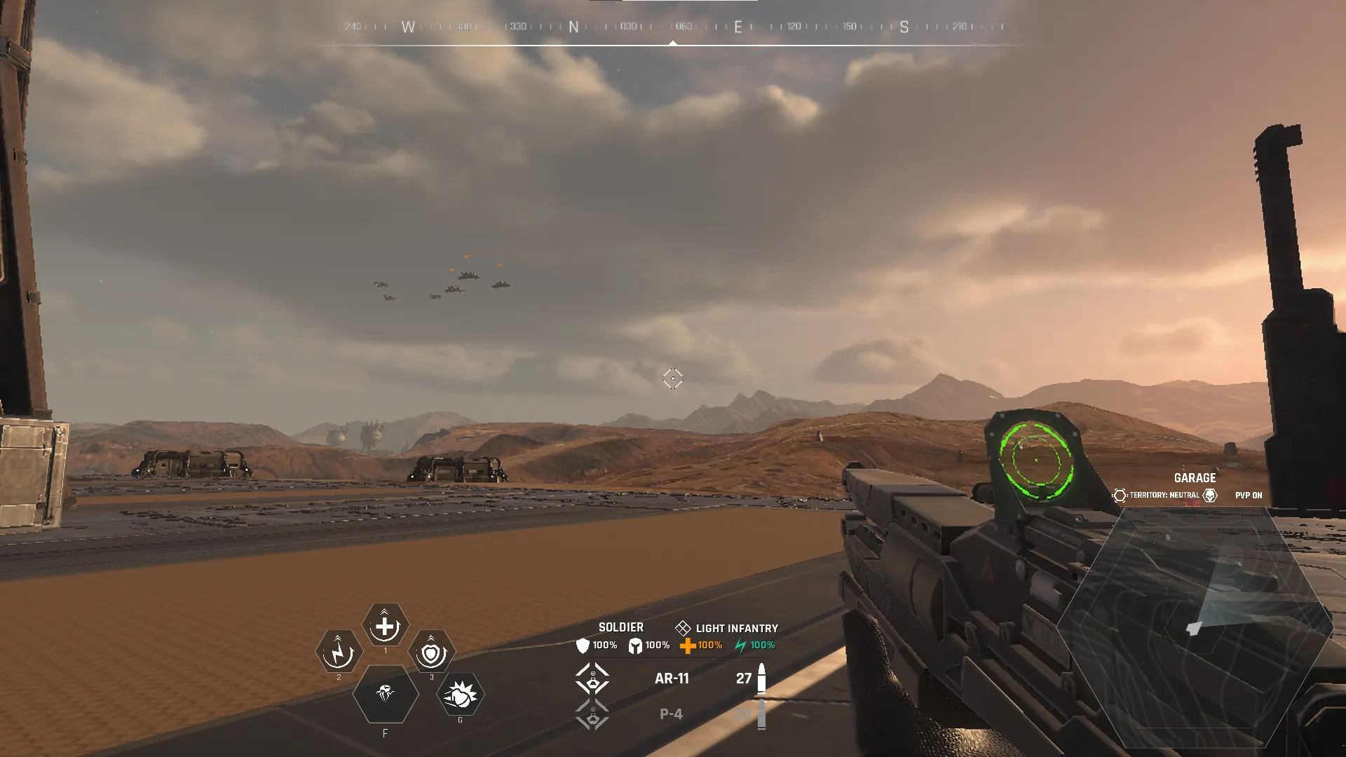 The picture shows the MetalCore Battle Interface, depicting an open-world mechanized combat game where players join factions to advance further in the game.