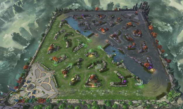 In the game, players can view their map on the screen. It is a 3-lane map, and teams need to defend these lanes to protect their crystal and win the game