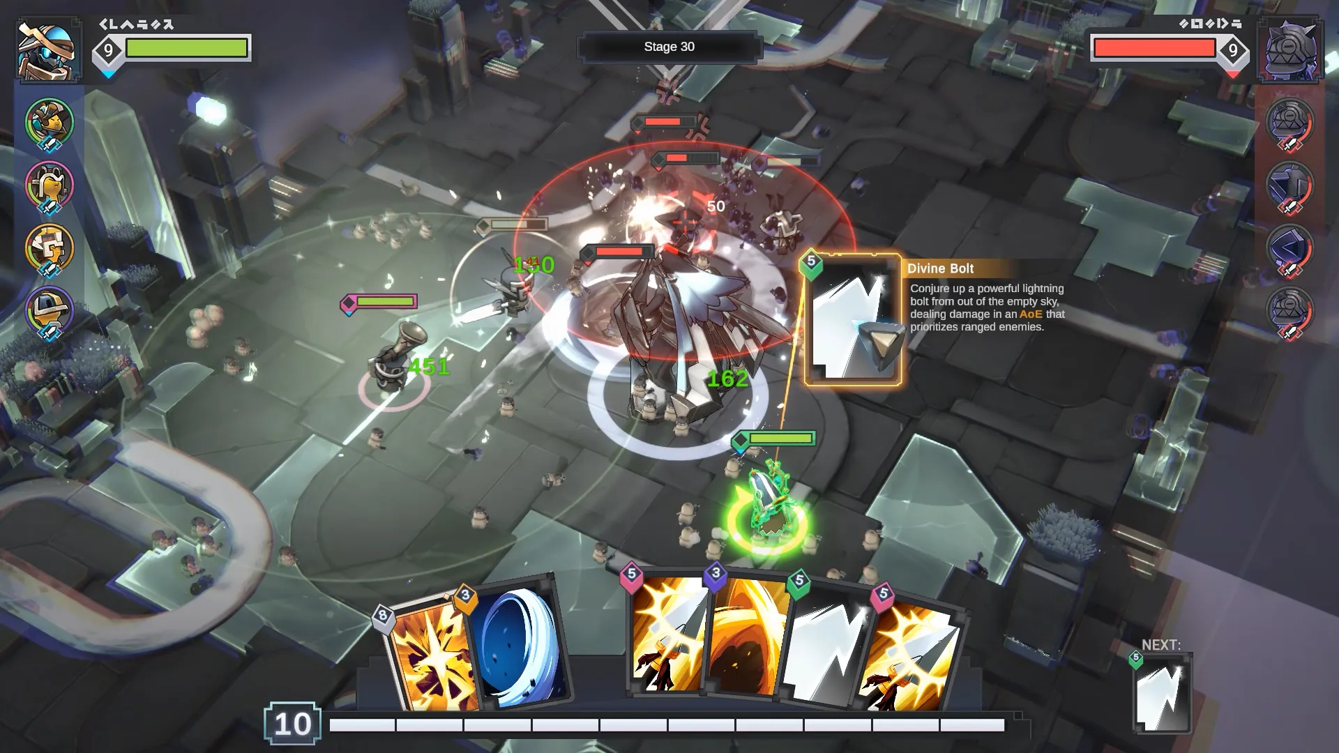 This Apeiron screenshot captures an intense battle scene, showcasing the various abilities players can use to fight against their enemies in the game.