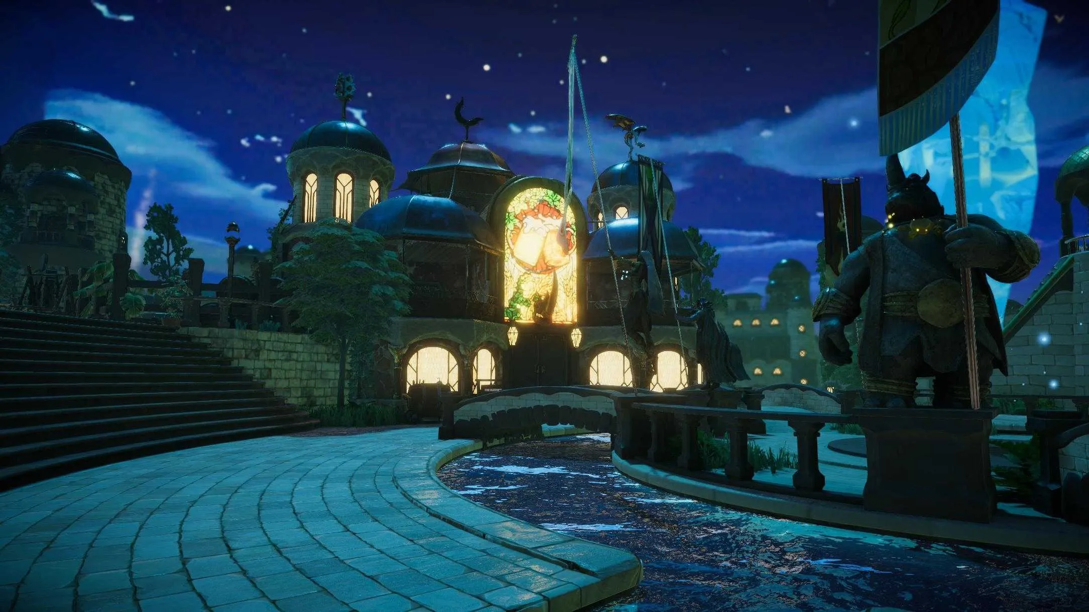 A Champions Ascension picture shows a nighttime scene in the world of Massina, where players collect, train, equip, and manage their own champions.