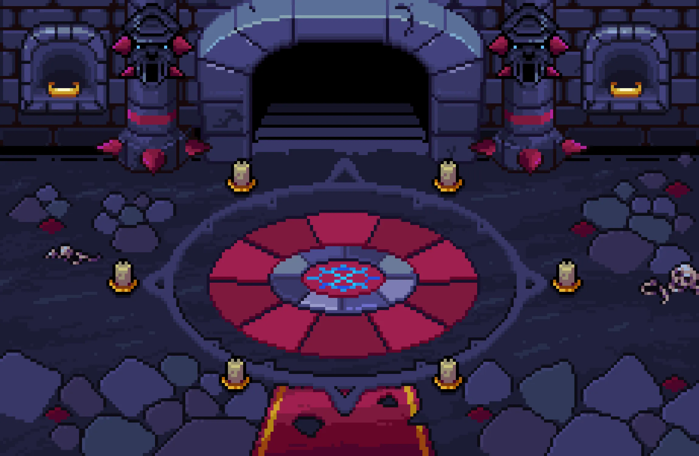 The photo displays the entrance of a dark dungeon in Crypto Raiders, where players can encounter enemies to obtain new materials and resources.