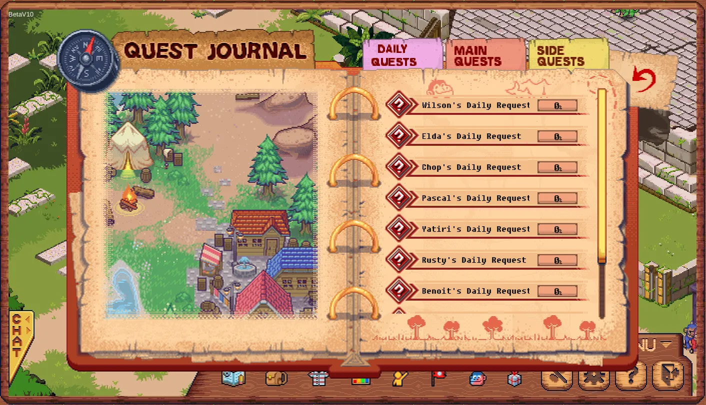 The picture portrays the numerous quests in Bitmates, which players must complete successfully to progress through the immersive pixelated world.
