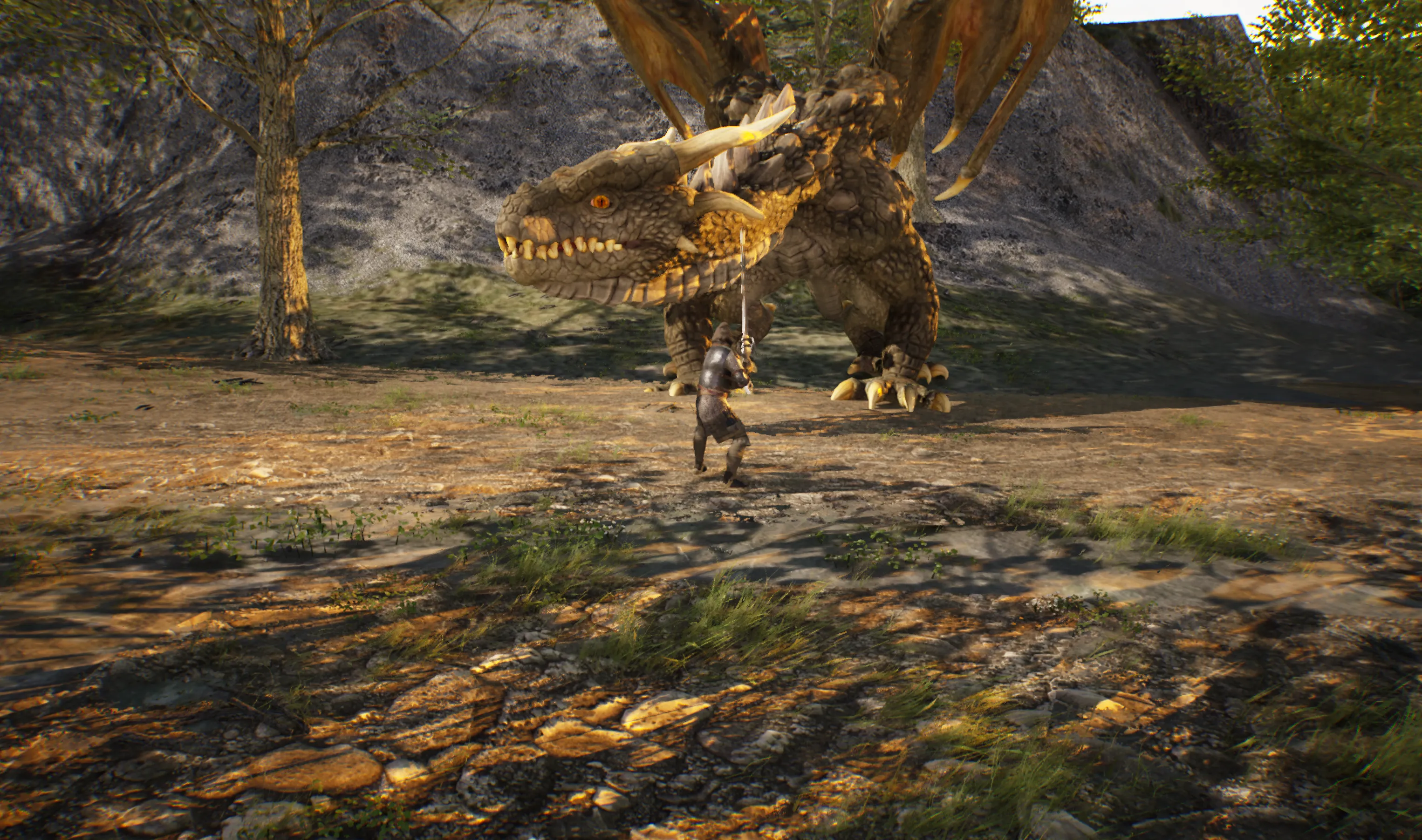 In Metagates, a player is fighting a dragon. Dragons are one of the monsters in the game; they represent ancient wisdom and raw elemental force 