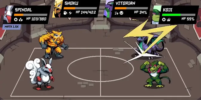 During the match, the kuroro beast Shoku struck the kuroro beast Vitorian with an electric attack.  The electric animation can be seen on Vitorian.
