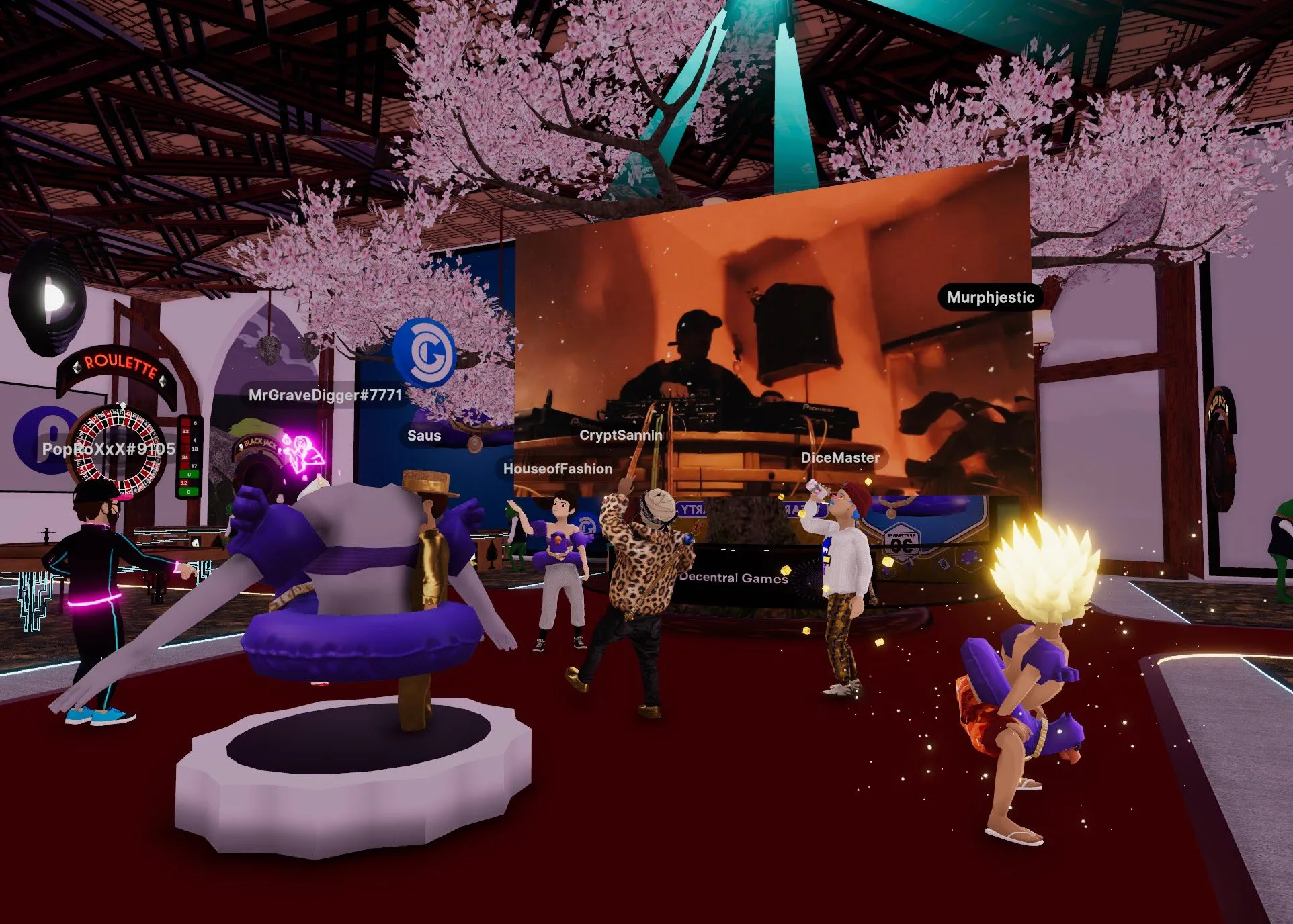The screenshot showcases a game scene within Decentral Games, where players can experience the excitement of playing real-life poker in a virtual world.