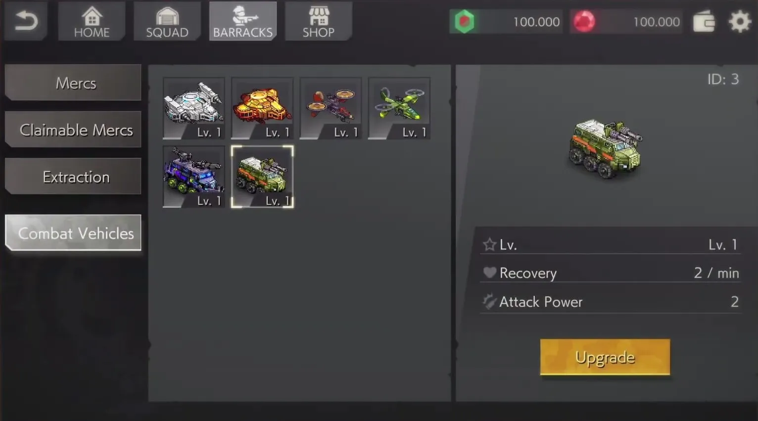 Players can also use in-game resources to upgrade their combat vehicles. When players click the upgrade button, they will see the requirements.