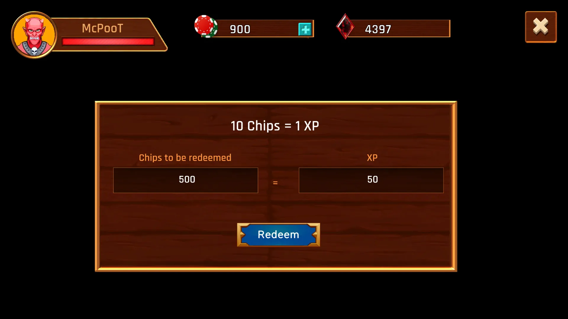 Vulcan's Poker Chips to XP