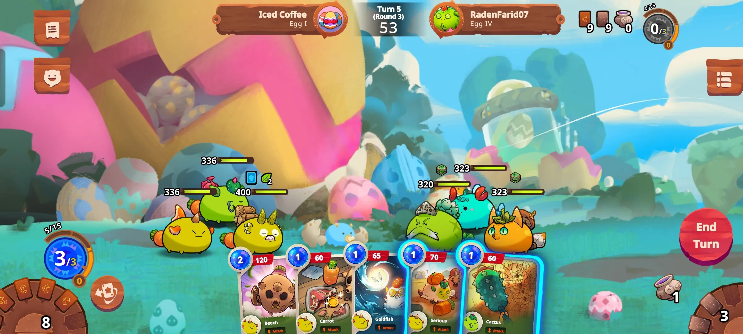 Axie Infinity Origins Arena mode is where two players fight against each other and play their cards strategically to win rewards and climb up the Leaderboards.