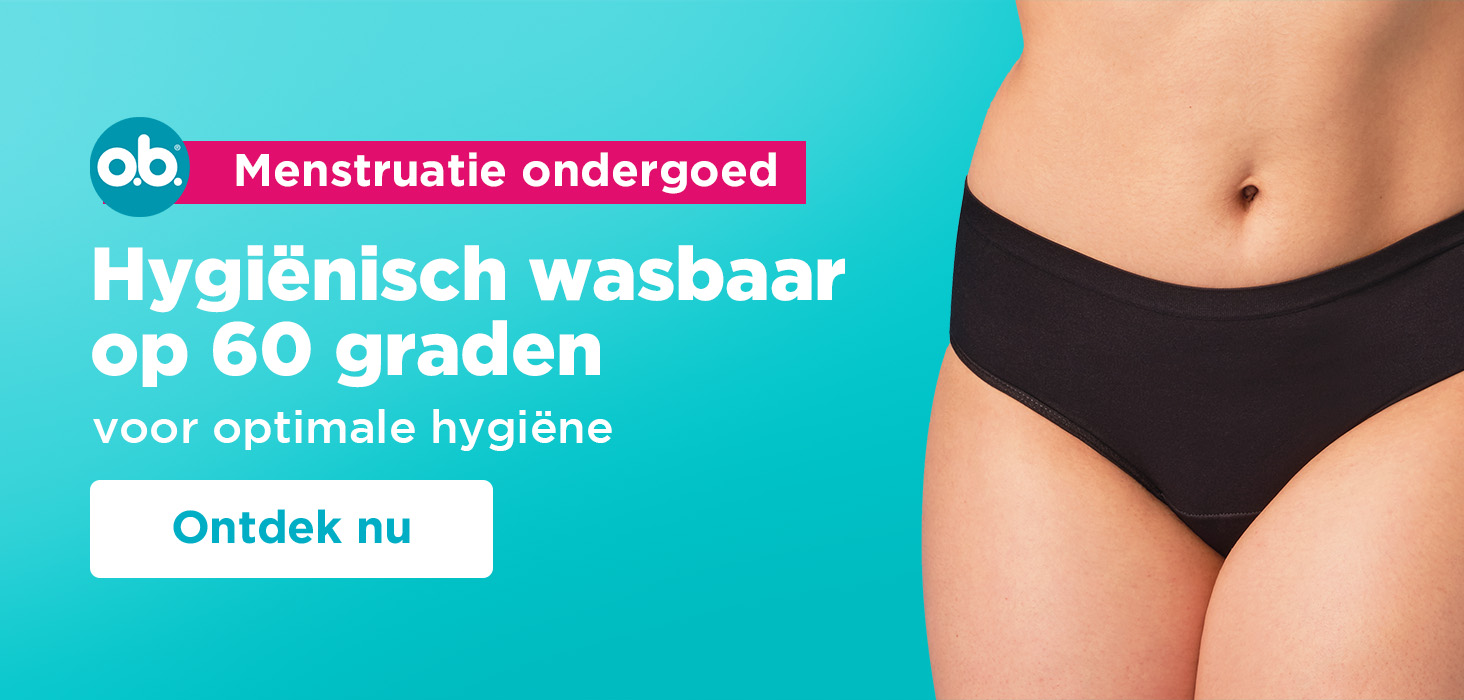 o.b. menstruatie ondergoed – zonder biociden. Hygiënisch wasbaar op 60 graden.