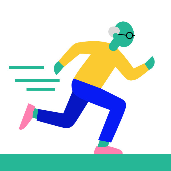 Illustration eines rennenden älteren Mannes