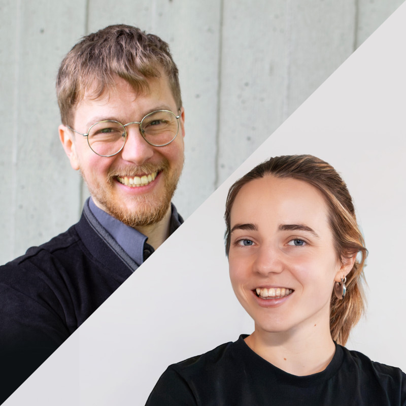 Das Bild zeigt Porträtfotos von Volksverpetzer-Gründer Thomas Laschyk (links) und Redakteurin Sophie Scheingraber (rechts).