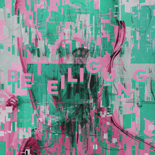 Ein verpixeltes Bild in pink und grün zeigt ein Gesicht und darüber liegend den Schriftzug 