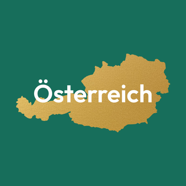 Umriss des Landes Österreich in Gold