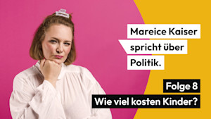 Porträt der Journalistin Mareice Kaiser vor pink-gelbem Hintergrund