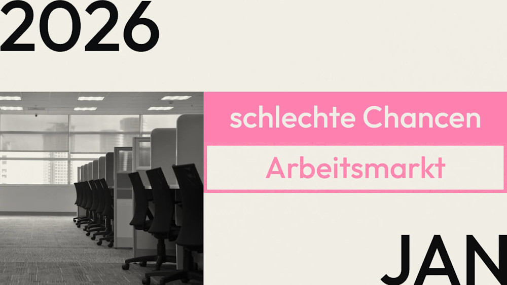 Grafik zeigt die Jahreszahl 2026 in schwarz auf beigem Hintergrund und in Pink die Schriftzüge 