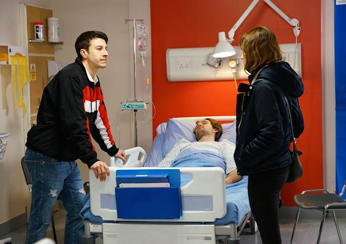 Ryan, Ali and Maria at the hospital - Coronation Street - ITV