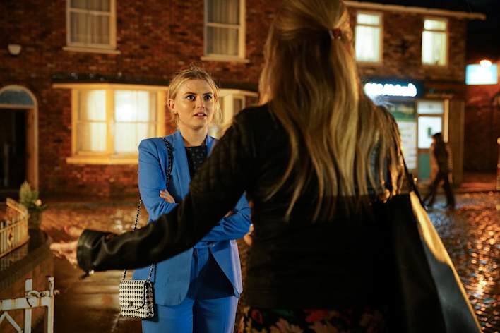 Bethany and Sarah outside the Platt's - Coronation Street - ITV