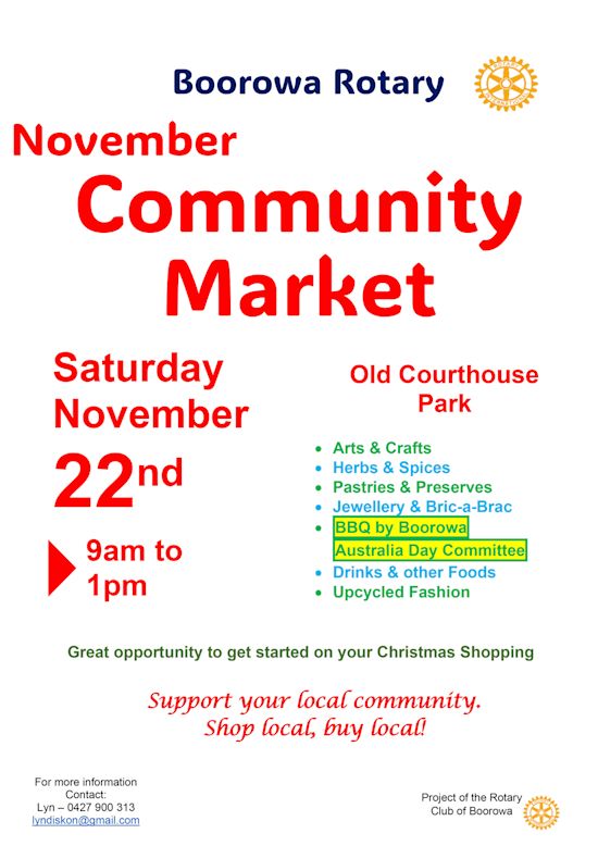 Boorowa Rotary November Community Markets