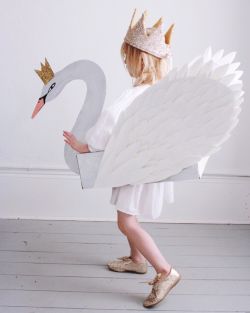 Costume di carnevale: cigno. Completamente realizzato riciclando il cartone.