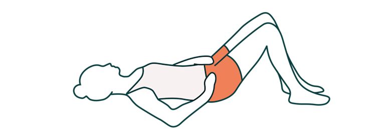 Illustration einer Beckenkippung als Übung bei Inkontinenz nach der Geburt Illustration einer Beckenkippung als Übung bei Inkontinenz nach der Geburt
