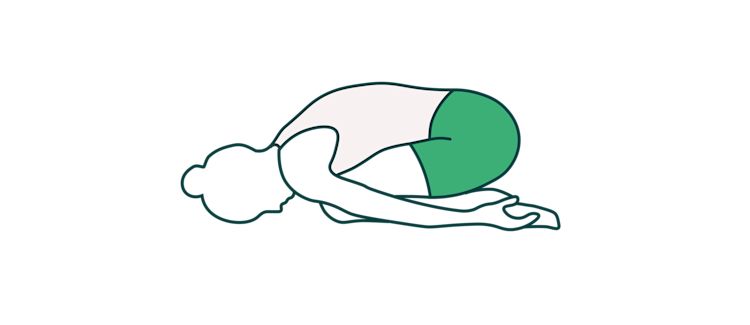 Illustration einer Person, die ihren Oberkörper auf den Beinen abgelegt ab Illustration einer Person, die ihren Oberkörper auf den Beinen abgelegt ab