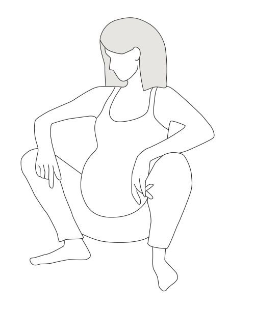 Illustration Hockende Geburtsposition
