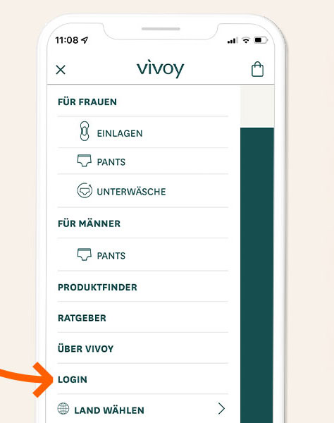 Screenshot der Vivoy Website mit Login