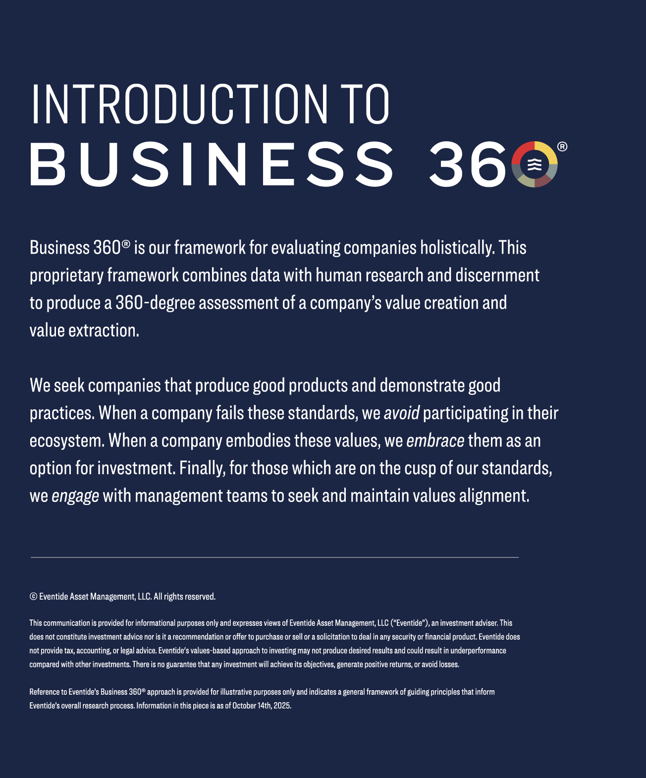 Eventide: Investing with Moral Discernment & Excellence