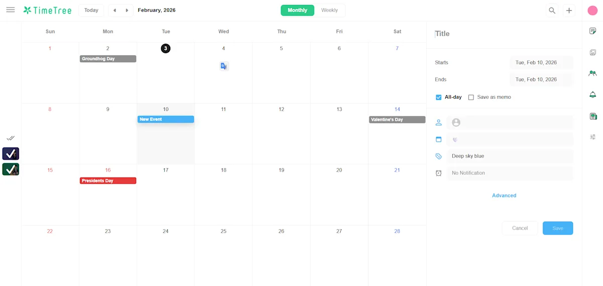 Time Tree Features Use TimeTree on Your PC or Tablet - TimeTree