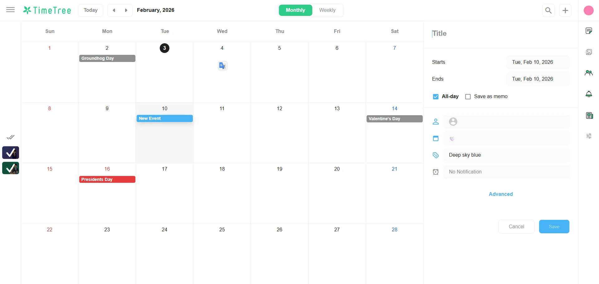 Use TimeTree on Your PC or Tablet - TimeTree