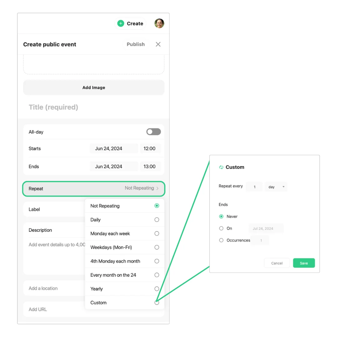 Repeating events have been added to Public Calendars 🎉 - TimeTree