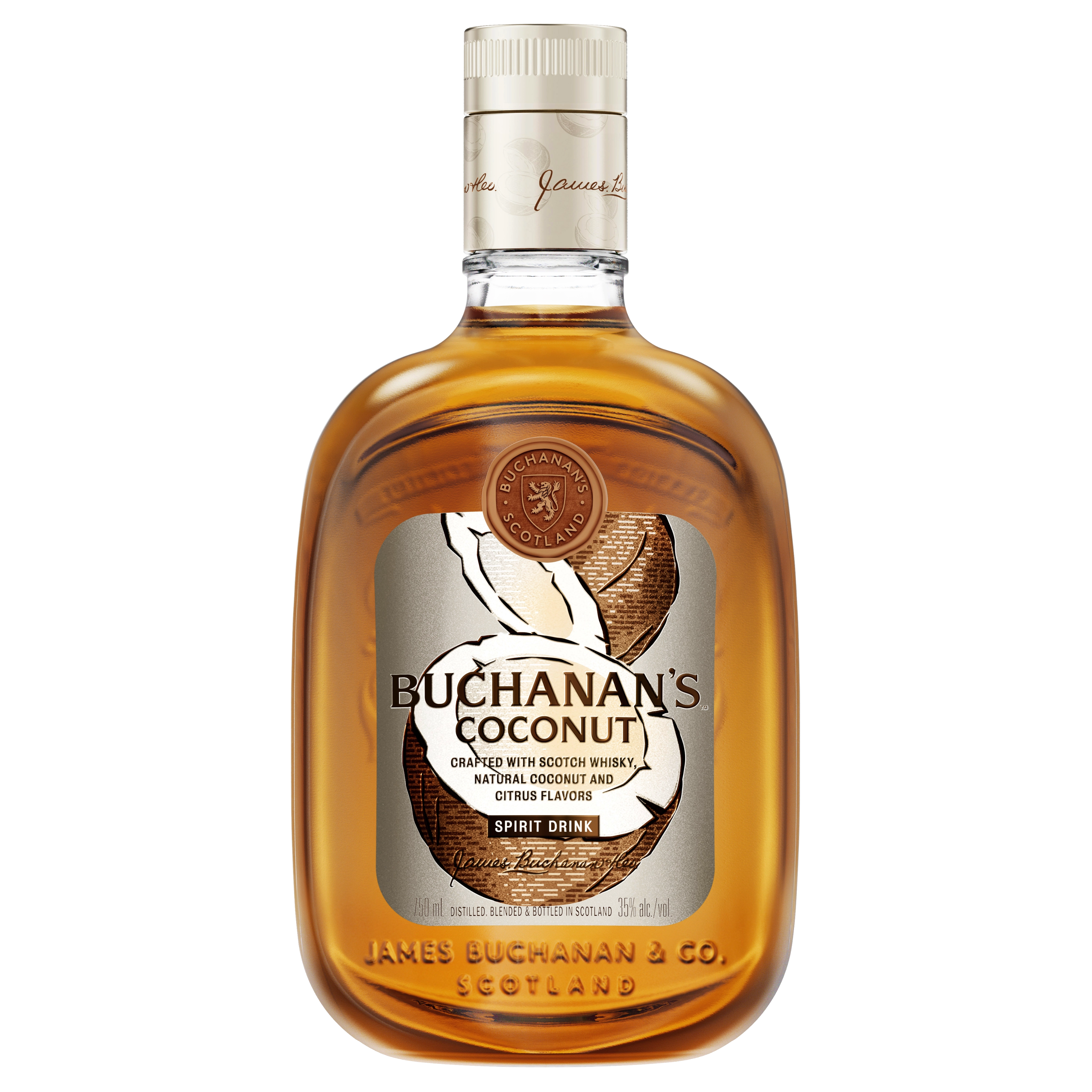 A bottle of Buchanan's Coconut Scotch Whisky