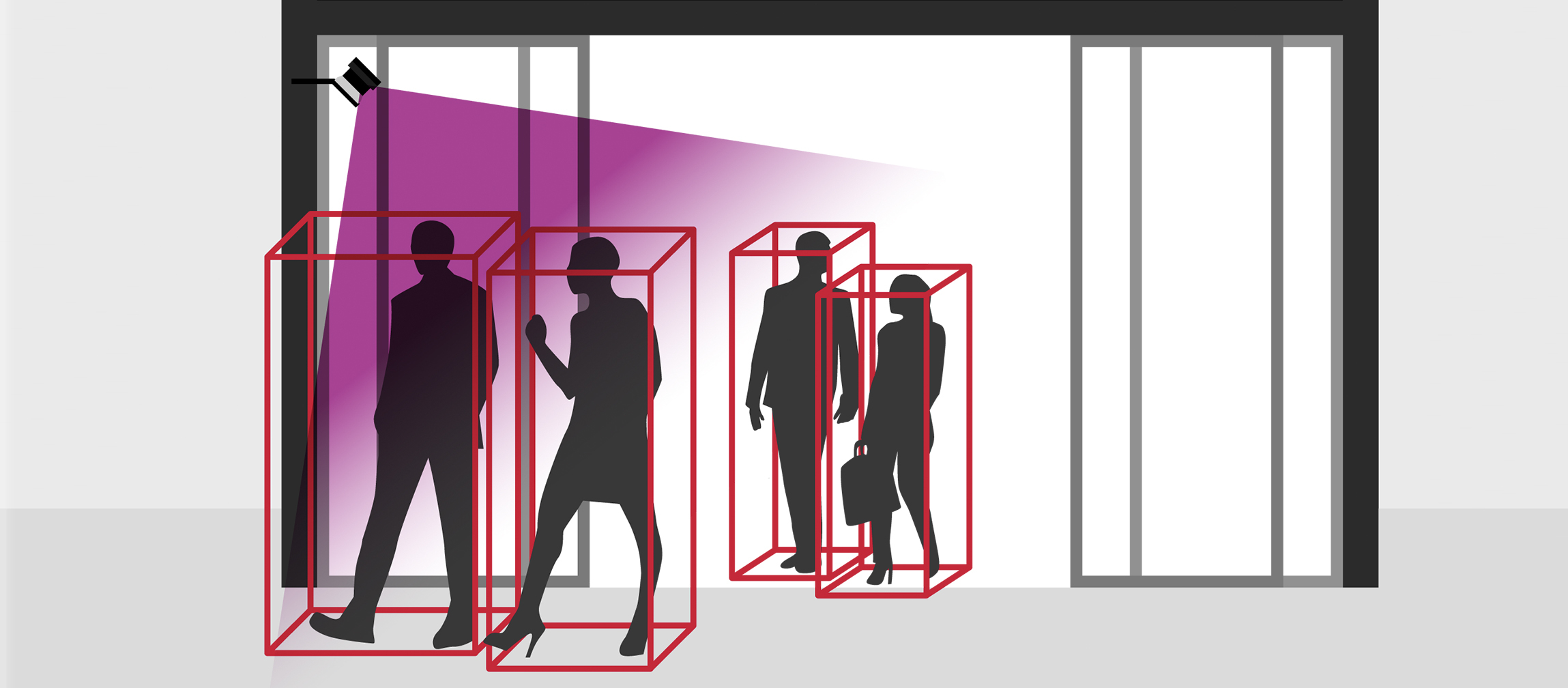 Graphic of Ouster digital lidar mounted outside building entrance