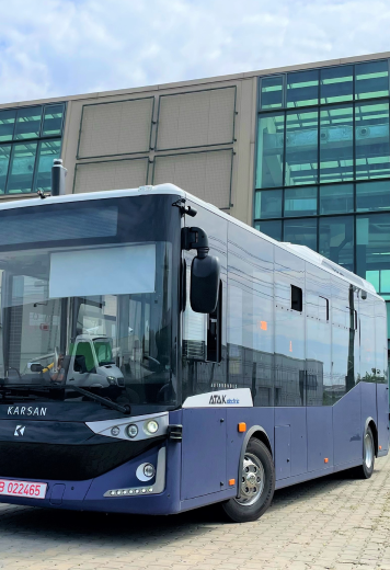 Ouster digital lidar sensors mounted on an ADASTEC autonomous bus