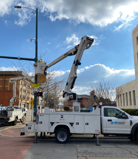Ouster digital lidar sensors being installed by CDOT in Chattanooga along the MLK smart corridor