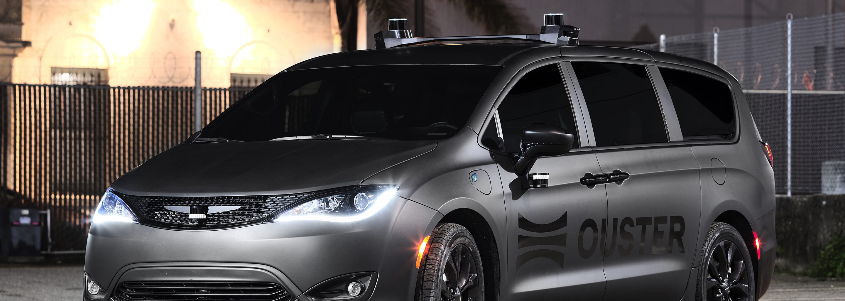 Ouster Sensors on a Chrysler Pacifica branded by Ouster