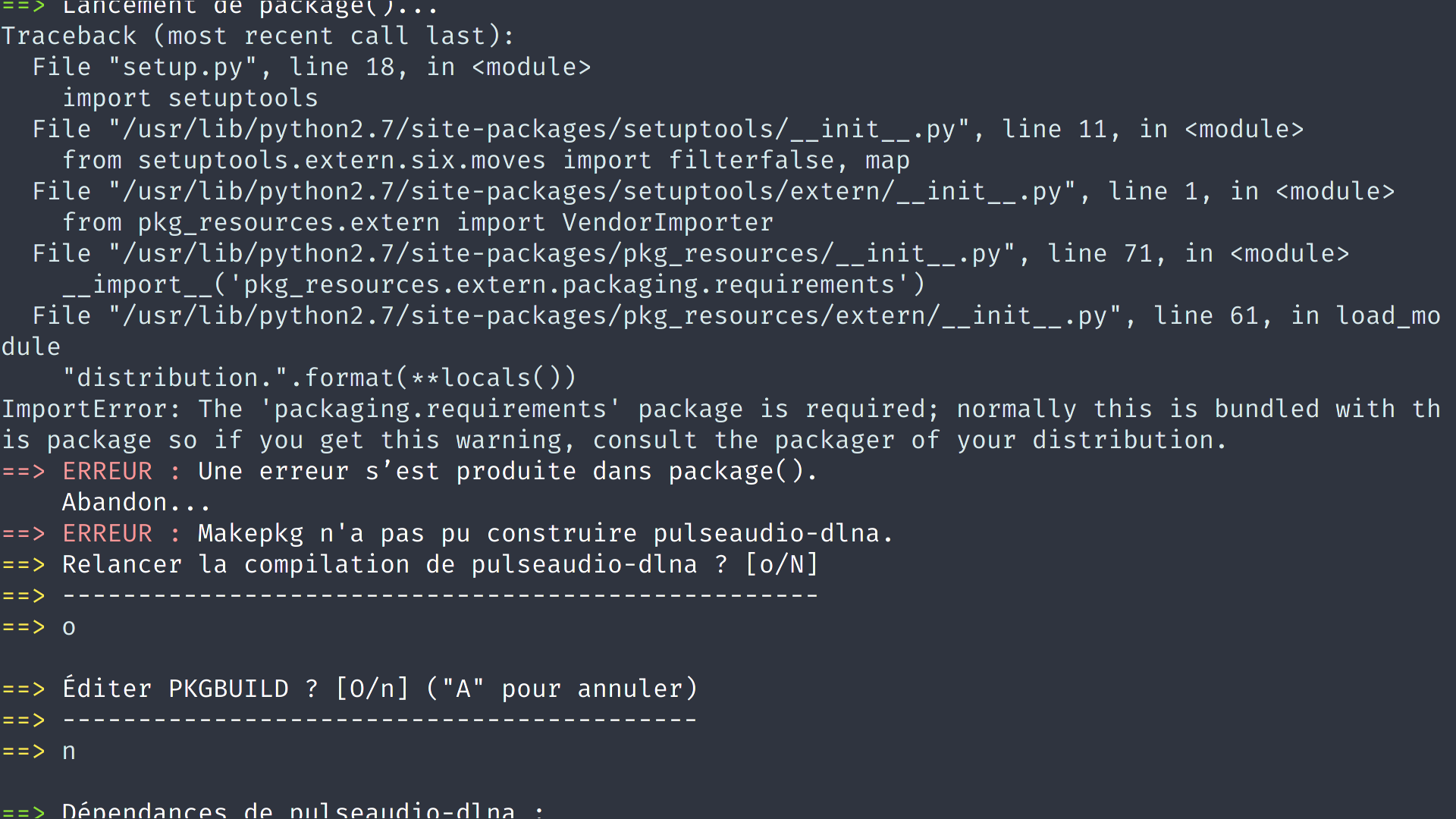 capture dépendances python
