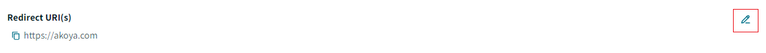 Edit your redirect URI(s) by clicking the pencil on the right side of the screen.