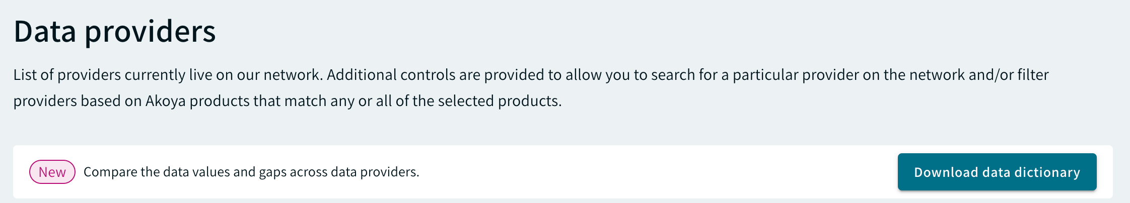 Download the data dictionary by clicking the download button on the right side of the screen in the Data Providers section.