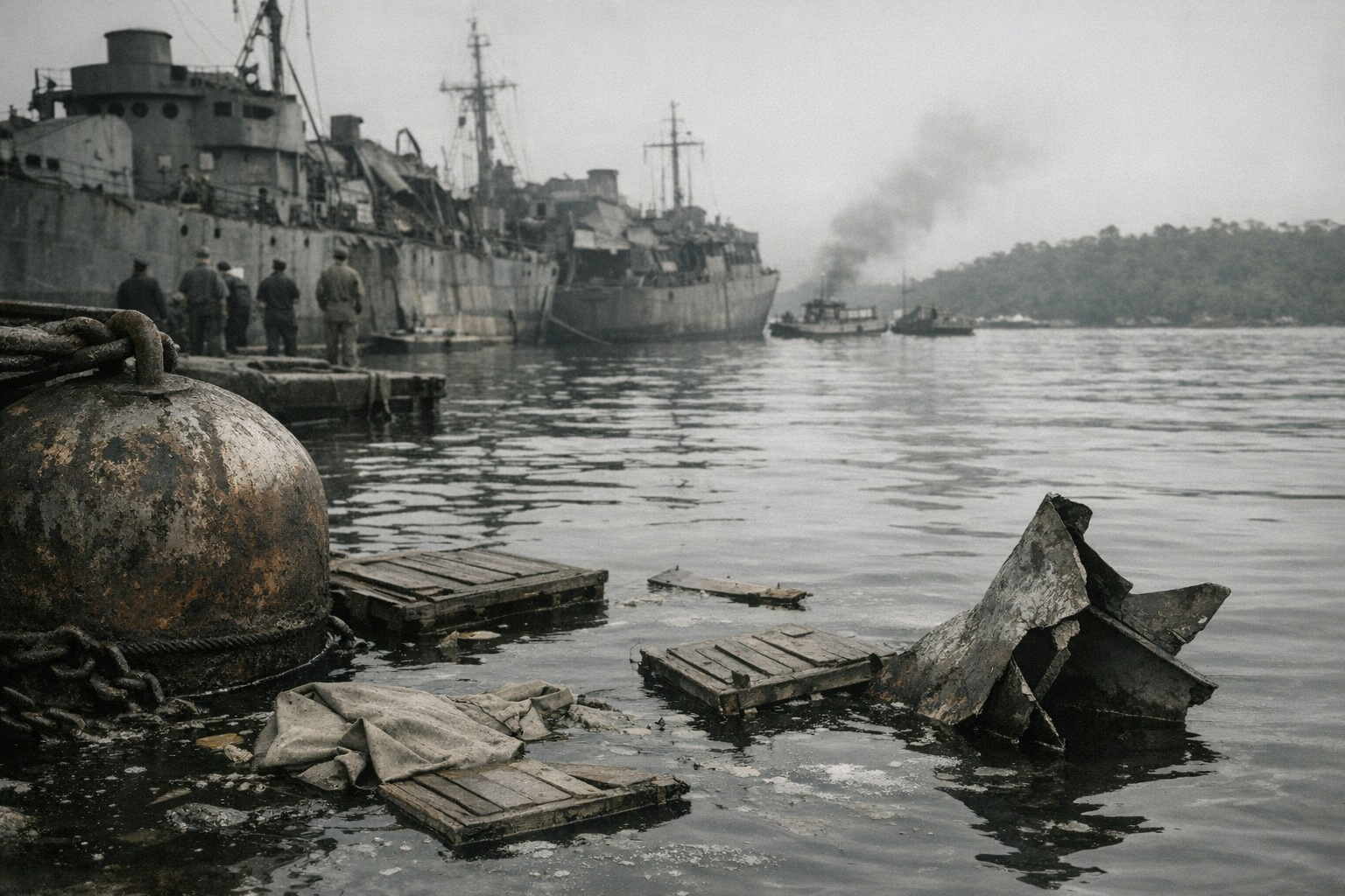 USS Mount Hood explosion at Seeadler Harbor