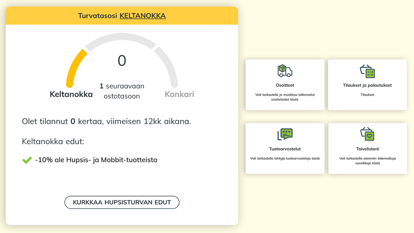 Seuraa tasoasi tililtäsi! 