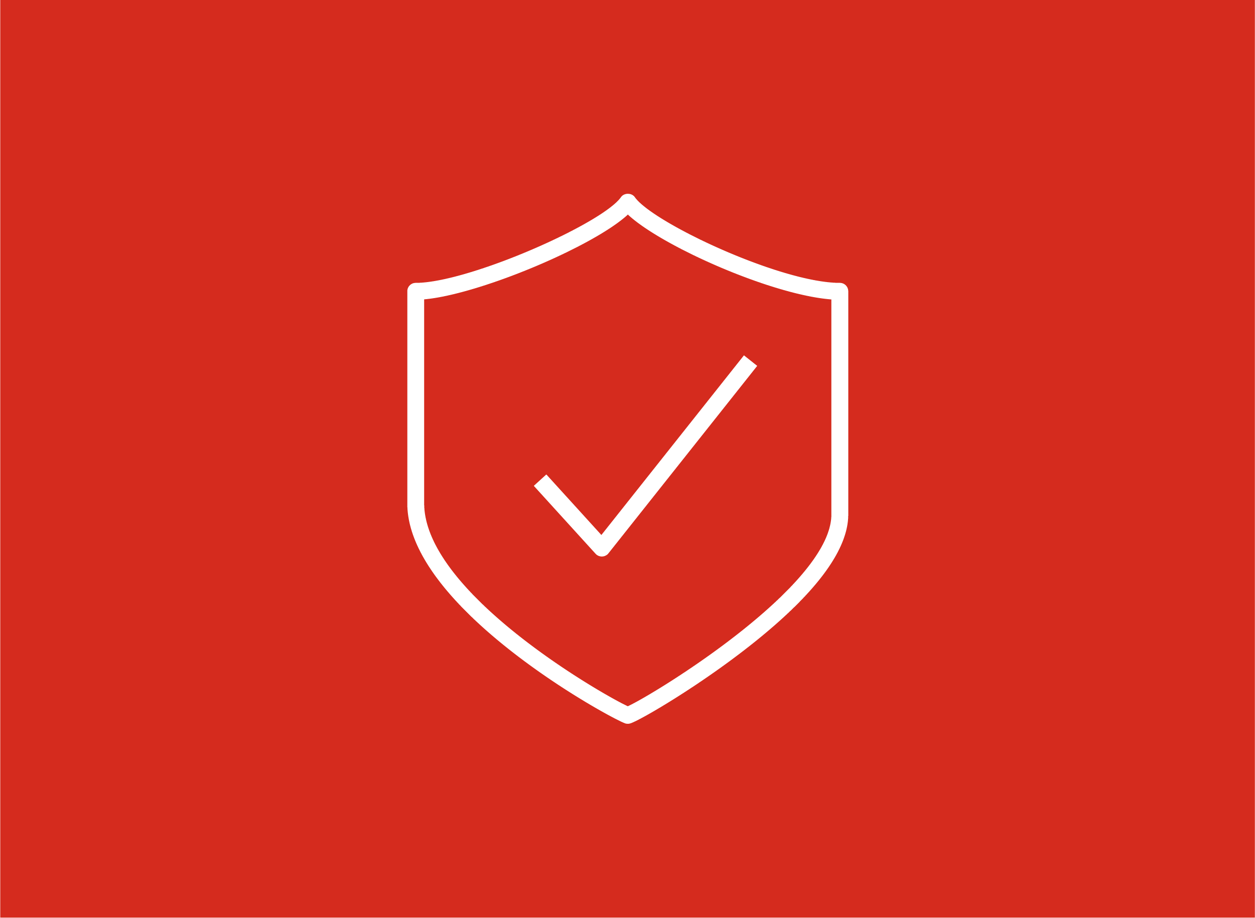 Red icon of checkmark inside of a shield