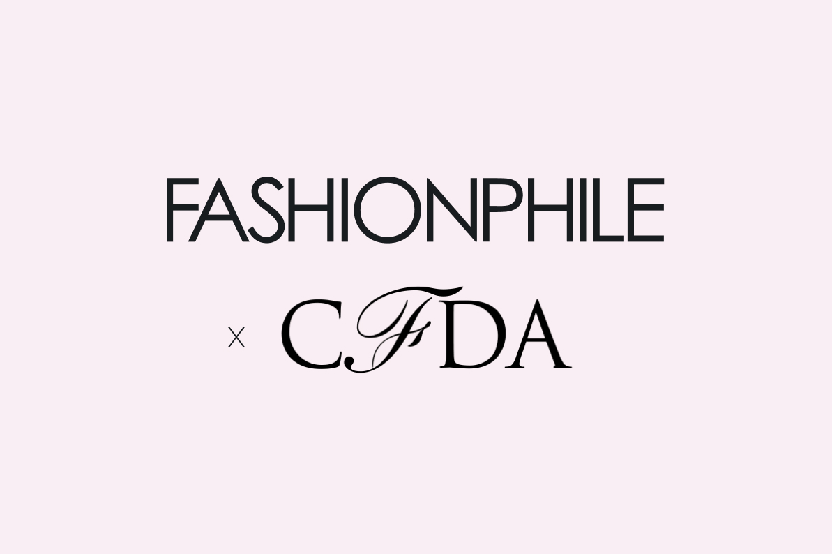 FASHONPHILE x CFDA in black text on a light pink background